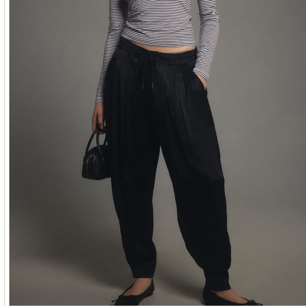 Anthropologie silky cuffed barrel pants